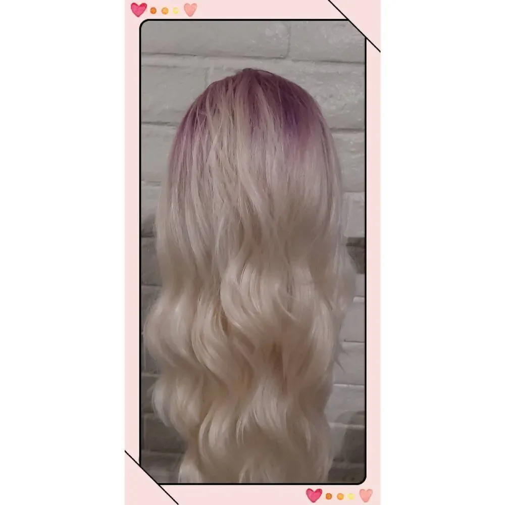 Gorgeous Light Blonde & Magenta Human Hair Blend Wig